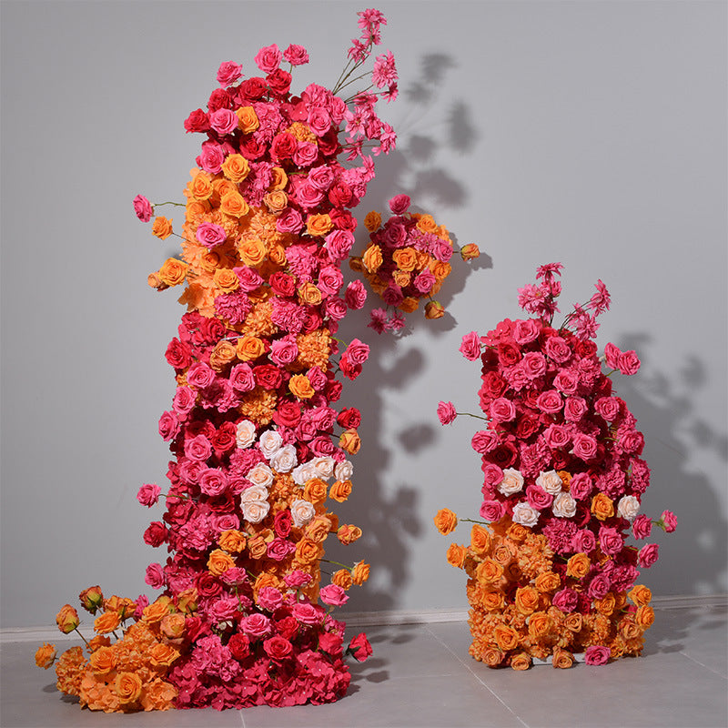 Rose Red Orange Flowers Wedding Decoration Fake Flowers Window Display