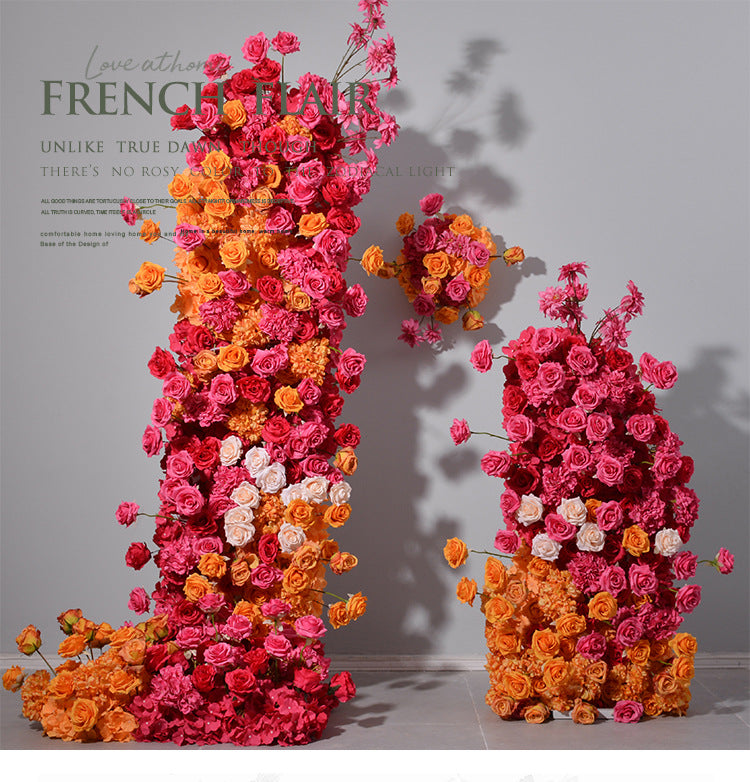Rose Red Orange Flowers Wedding Decoration Fake Flowers Window Display