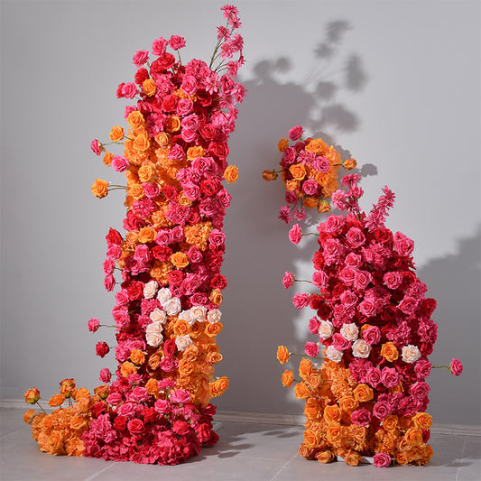 Rose Red Orange Flowers Wedding Decoration Fake Flowers Window Display
