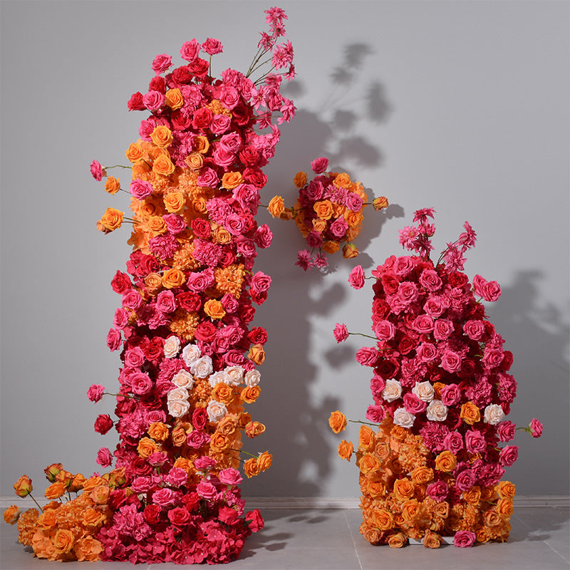 Rose Red Orange Flowers Wedding Decoration Fake Flowers Window Display