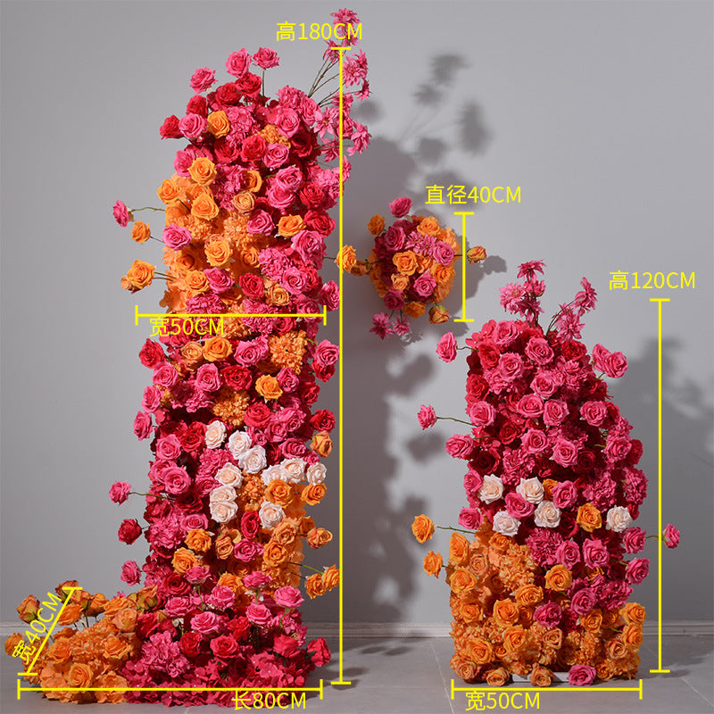 Rose Red Orange Flowers Wedding Decoration Fake Flowers Window Display