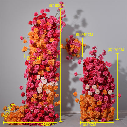 Rose Red Orange Flowers Wedding Decoration Fake Flowers Window Display