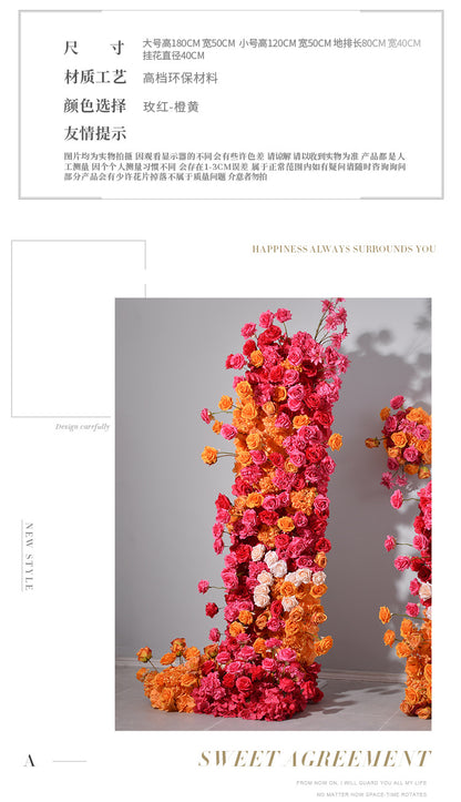Rose Red Orange Flowers Wedding Decoration Fake Flowers Window Display