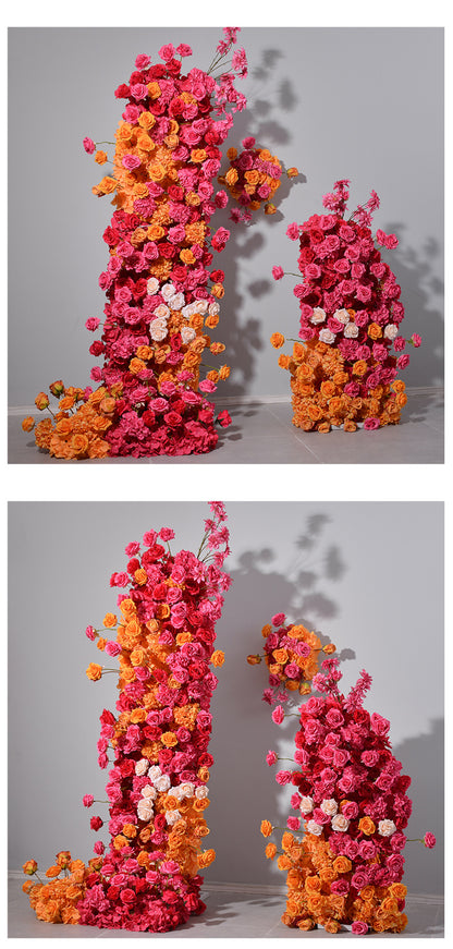 Rose Red Orange Flowers Wedding Decoration Fake Flowers Window Display