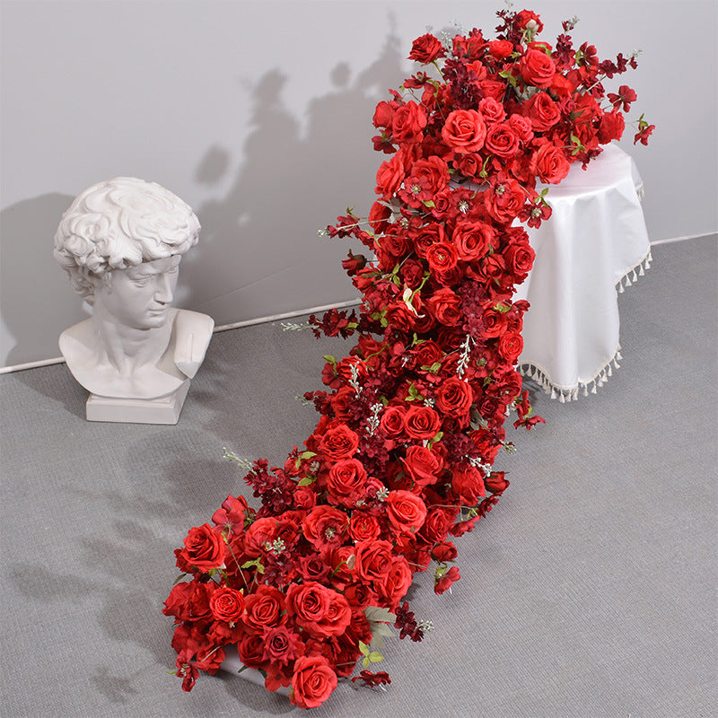 New Wedding Tail Flower Row Window Proposal Arrangement Artificial Flower Row Wedding Arch Decoration Long Flower Row
