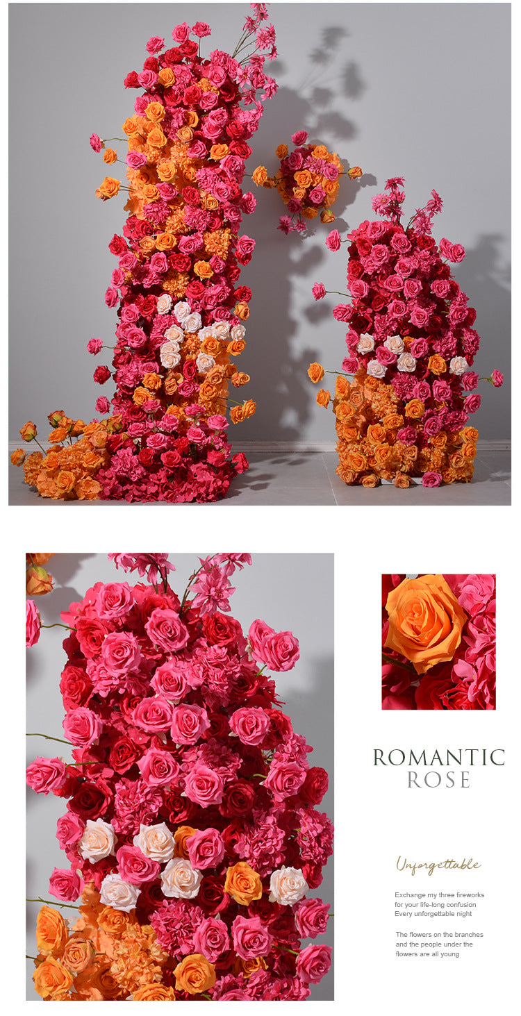 Rose Red Orange Flowers Wedding Decoration Fake Flowers Window Display