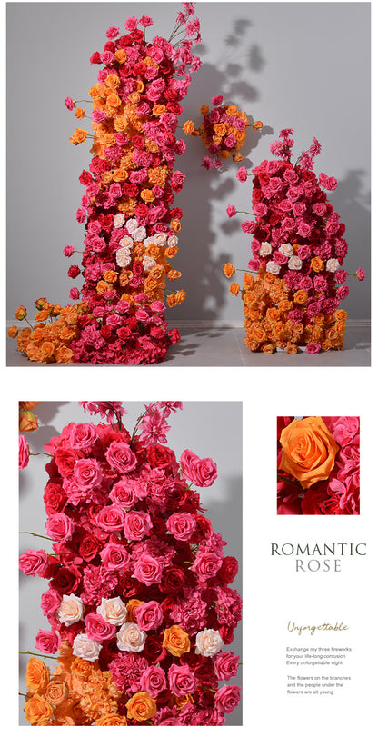 Rose Red Orange Flowers Wedding Decoration Fake Flowers Window Display