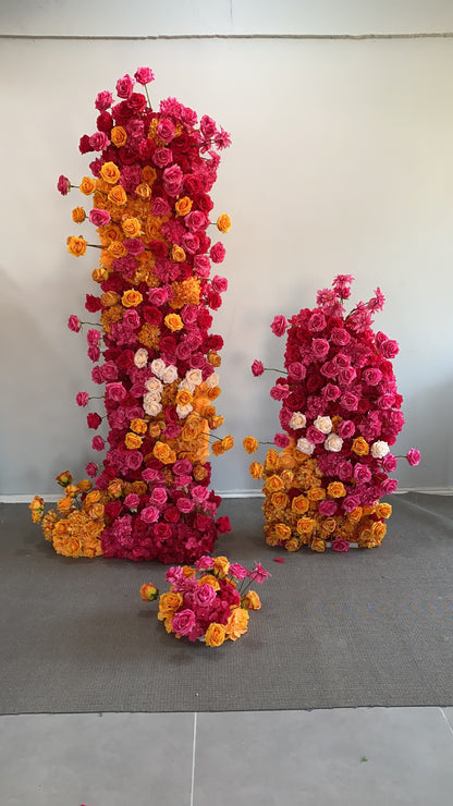 Rose Red Orange Flowers Wedding Decoration Fake Flowers Window Display